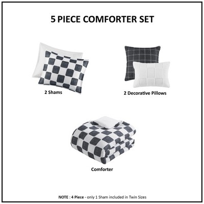 Intelligent Design 5Pcs Comforter Set, Modern Bedding Set, Microfiber Bed Comforter, Black/White, Full/Queen — фото 4
