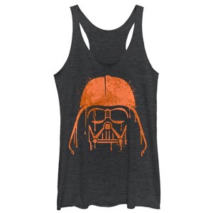 Women's Star Wars Halloween Vader Helmet Spray-Paint Racerback Tank Top - 1 of 3