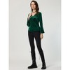 INSPIRE CHIC Women's Regular Fit V Neck Velvet Flare Long Sleeve Peplum Blouse - 2 of 4