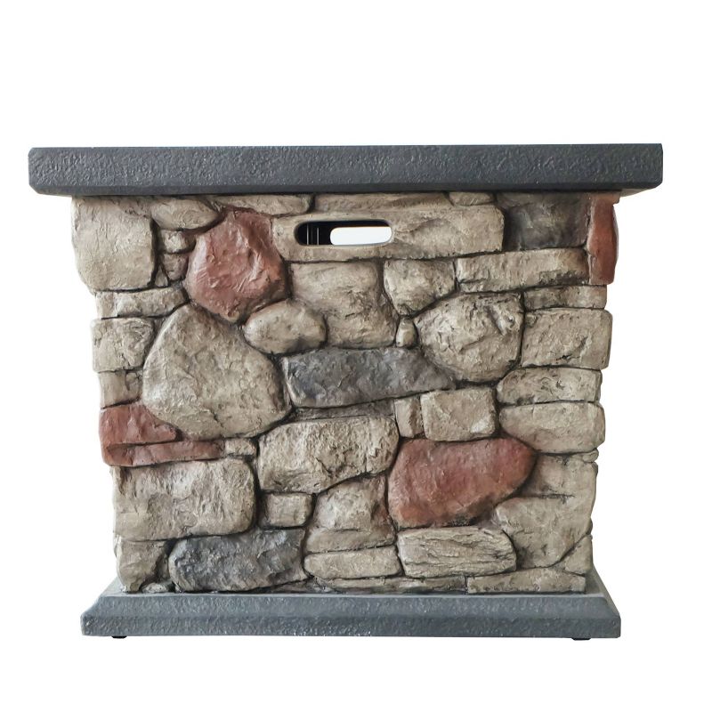 Carson Outdoor Stone Square Fire Pit - Gray - Christopher Knight Home, 5 of 15