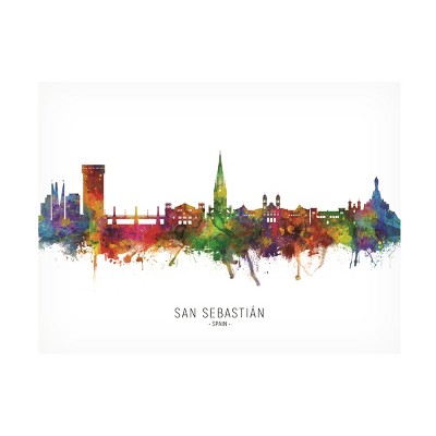 Trademark Fine Art Michael Tompsett 'San Sebastian Spain Skyline Named' Canvas Art