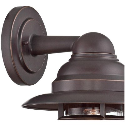 Marlowe Industrial Bronze Wall Sconce Set with Clear Glass Shade