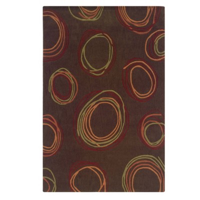 5'x7' Trio Collection Contemporary Swirl Area Rug Chocolate/Rust - Linon