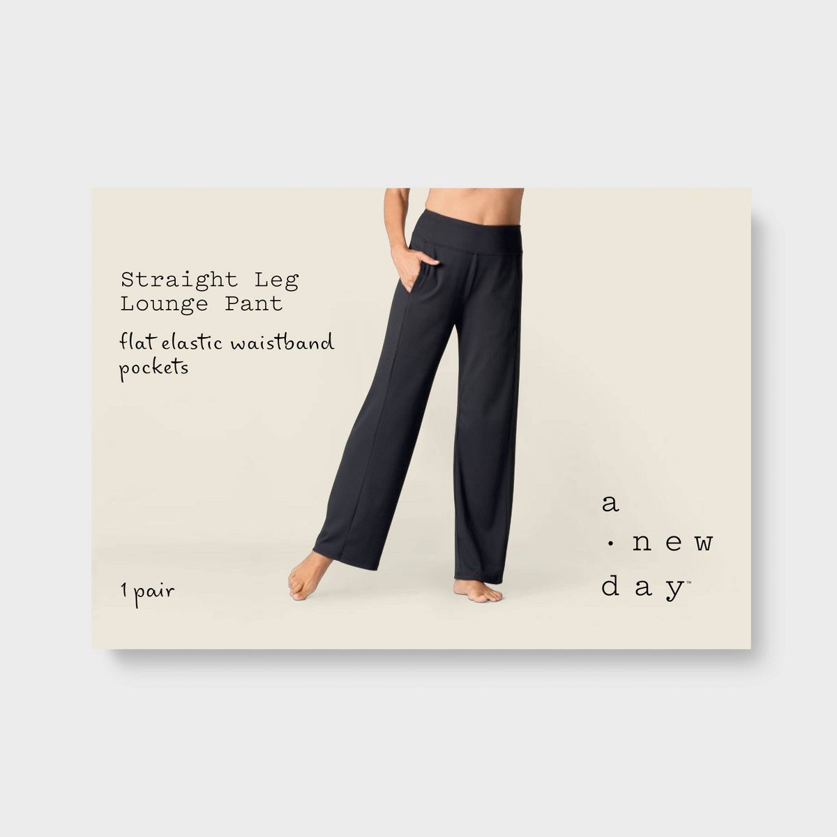 Women's Wide Leg Flat Elastic Lounge Pant with Forward Seams and Side Slit Pockets - A New Day™ - thumbnail 4