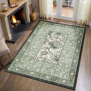 COZONY Floral Design Low-Pile Runner, Washable Non-Skid Rug, Versatile Floor Mat Carpet for Living Room Bedroom Dining Office - 1 of 4
