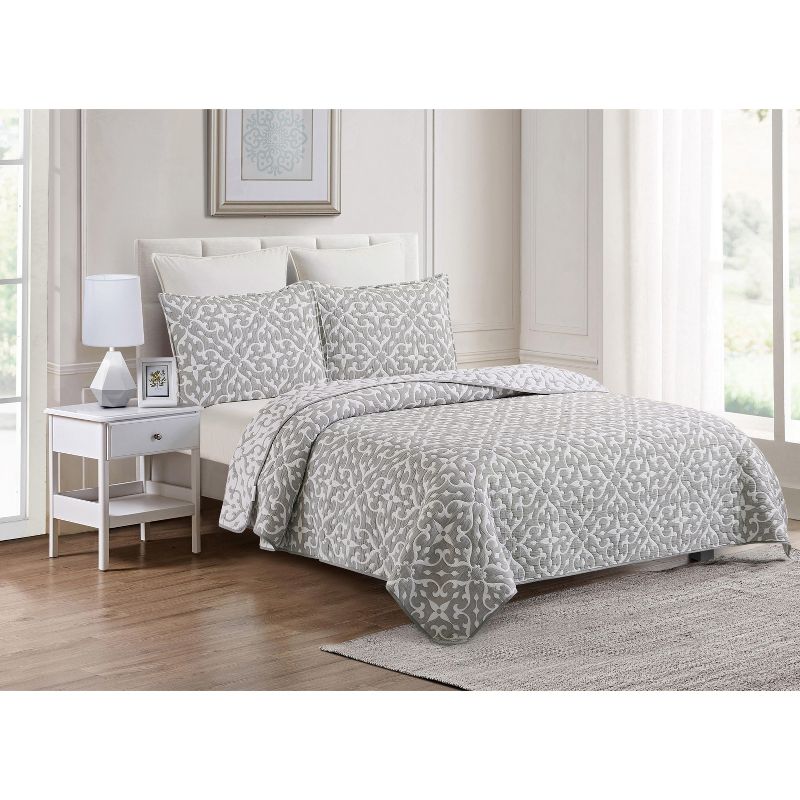 C&F Home Medallion Jacquard Cotton Cover Quilt Set  - Reversible and Machine Washable, 1 of 7