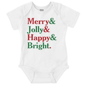 Christmas Merry Jolly Happy Bright Baby Romper Boys or Girls Brisco Brands - 1 of 4