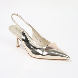 Berness Women's Chevelle Slingback Kitten Pump Heels with Metallic Accent - 1 of 4