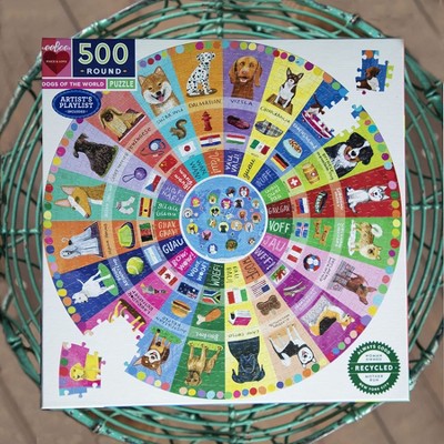Colorful Round Dogs of the World 500 Piece Puzzle