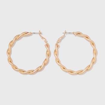 Worn Gold Twisted Lever Back Hoop Earrings - Universal Thread™ Gold