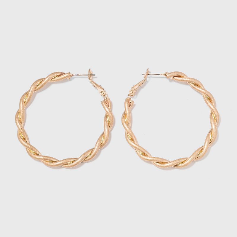 Worn Gold Twisted Lever Back Hoop Earrings - Universal Thread&#8482; Gold, 1 of 11