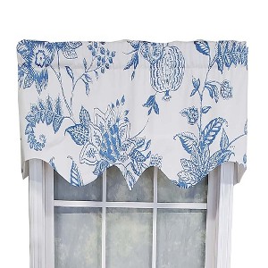 RLF Home Natalia Regal Valance High Quality Window Treatment 3" Rod Pocket 50" x 17" Cyan Blue/White - 1 of 3