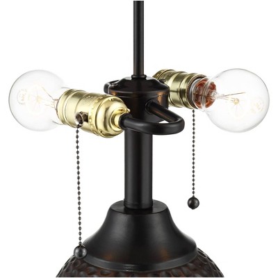 Cody Hammered Oiled Bronze Table Lamps with Oatmeal Linen Shades, Set of 2