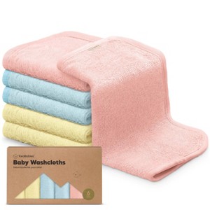 6pk Deluxe Baby Washcloths, Organic and Soft Baby Wash Cloth, Baby Bath Towel, Face Cloths - 1 of 4
