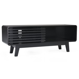 GlasFlength TV Stands and Consoles TV Stand with Storage Cabinet and Sliding Door Mid Modern Century Console Table for Living Room, Black, 50"*17"*5" - 1 of 4