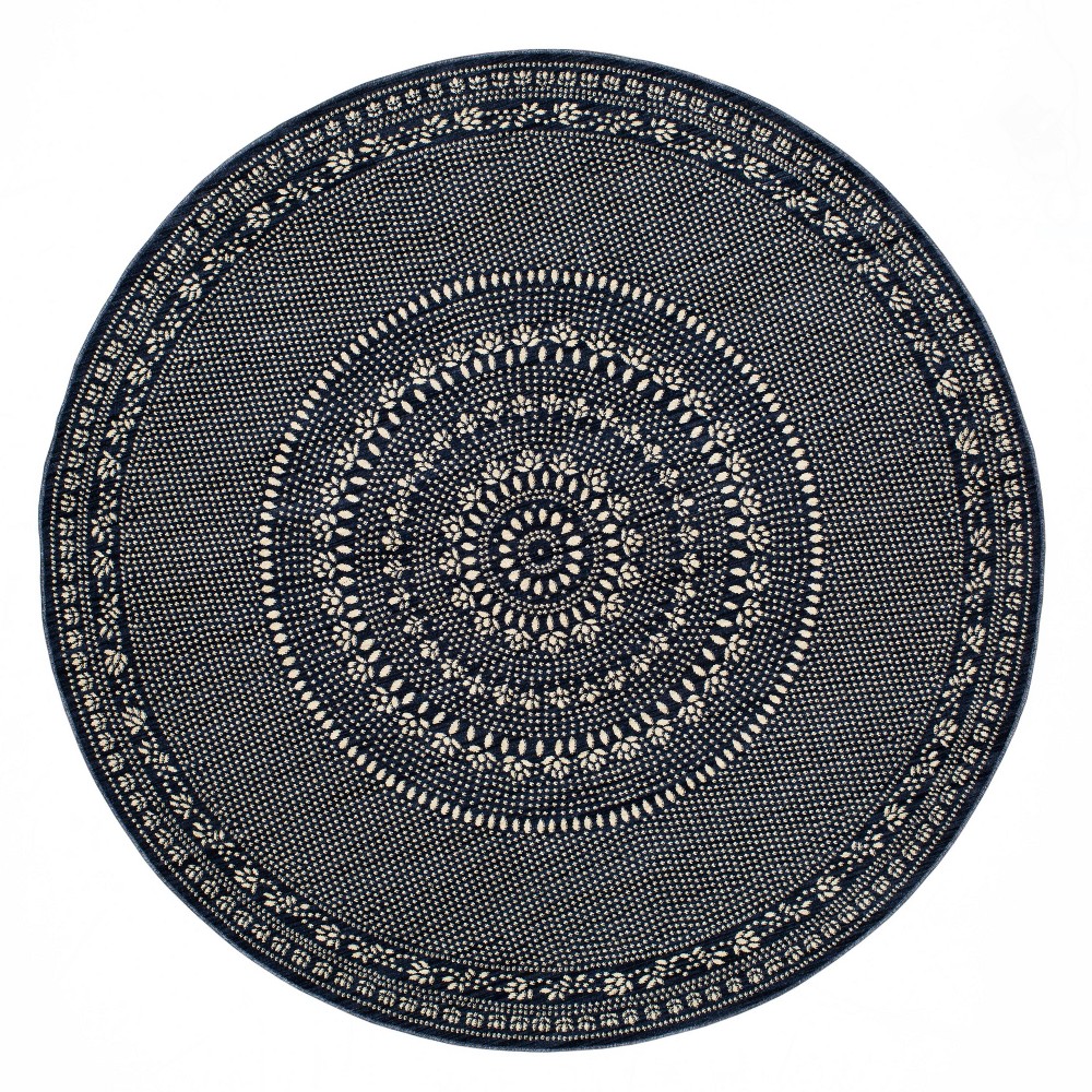 8' Round Butterfield Woven Novelty Area Rug Navy - Threshold™