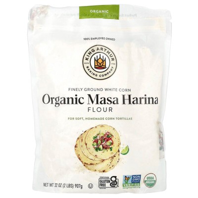 King Arthur Baking Company, Organic Masa Harina Flour, Finely Ground White Corn , 2 lbs