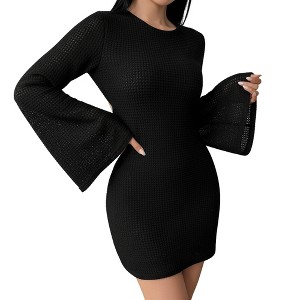 slim fit dress slacks Women's Print Mini Dress Long Sleeve Bodycon main image 0