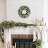24 Inch Artificial Wreath Front Door Winter Spring Decoration Evergreen with Red Berry and Lamb Leaves Indoor Outdoor - 4 of 4