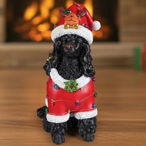 Special Friends Holiday Carol 置物 GDFStudio Ruby Christmas Resin Dog Statue in Santa Outfit, Black