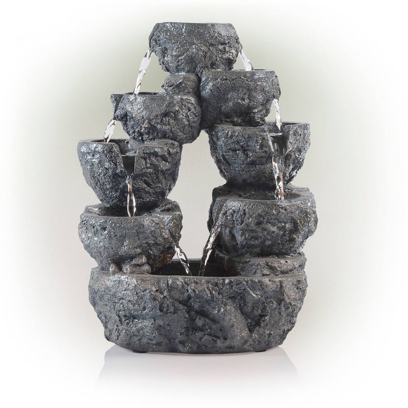 14&#34; Resin Multi Tiered Cascading LED Fountain Gray - Alpine Corporation, 1 of 8