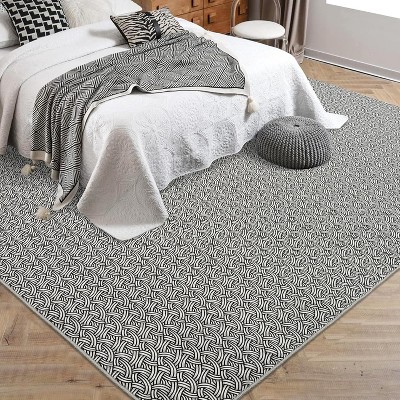Garvee Braided Print Area Rugs ,Low Pile Ultra-Thin Floor Carpet for Living Room,Bedroom,Dining Room