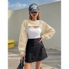 Womens Pullover Crochet Sweater Crew Neck Cropped Tops Shrugs Waffle Knit Crochet See Through Knit Top Cover Ups - 3 of 4