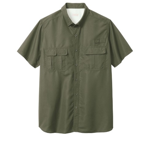 Boulder Creek by KingSize Men's Big & Tall Off-Shore Short-Sleeve Sport  Shirt by - Tall - XL, Olive Green