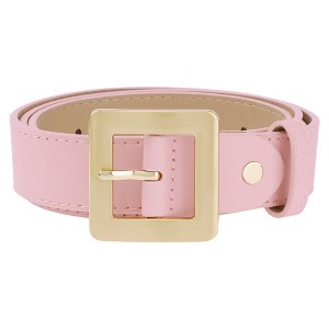 INSPIRE CHIC Women's Golden Square Buckle Fashion Faux Leather Waist Belts 1 Pc - 1 of 4