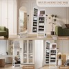Fredees 360° Swivel Arched Jewelry Cabinet, 64"H Standing Armoire with 6 LED Lights, Lockable Organizer & Full-Length Mirror with Storage - 4 of 4