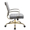 LeisureMod Benmar Leather Office Chair with Gold Accents, Adjustable Height, and Swivel Base - 4 of 4