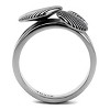Slickblue Stainless Steel Women's Ring, Polished Silver Finish with Jet Epoxy, Size 5-10 - 3 of 4