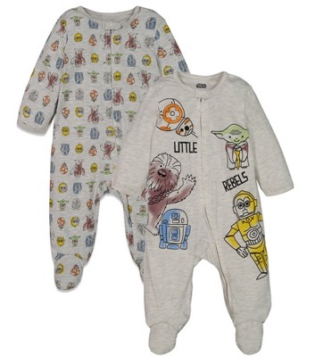 Star Wars Chewbacca R2- D2 Darth Vader Stormtrooper Baby 2 Pack Zip Up Long Sleeve Sleep N' Play Coveralls Newborn to Infant