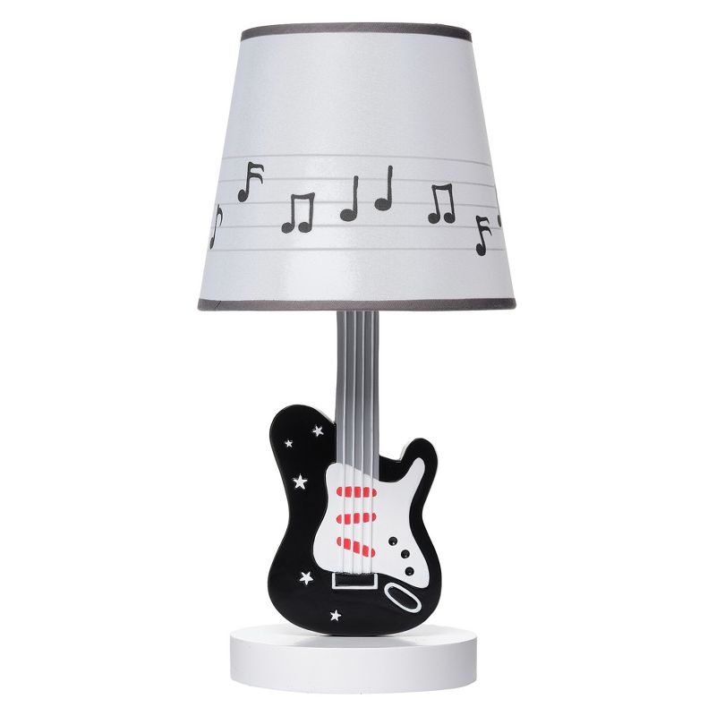 Lambs & Ivy Rock Star Guitar Lamp with White Musical Notes Shade & Bulb, 1 of 8