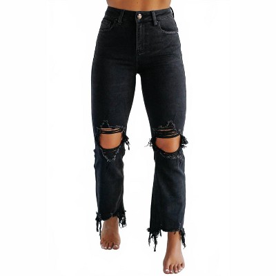 Women's Tina High Rise Distressed Crop Straight Jeans - RISEN