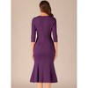Allegra K Women's Fishtail 3/4 Sleeve Work Vintage Bodycon Dress - 3 of 4