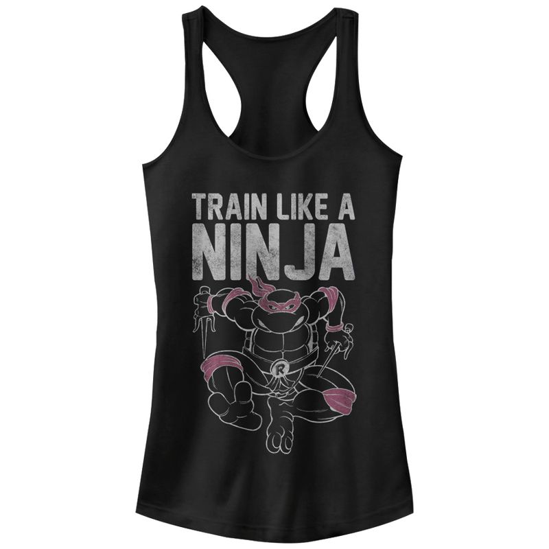 Juniors Womens Teenage Mutant Ninja Turtles Train Like a Ninja Racerback Tank Top, 1 of 5