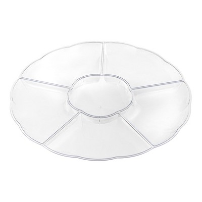 Smarty Had A Party Clear Big 6-Partition Round Plastic Trays - 24 pcs