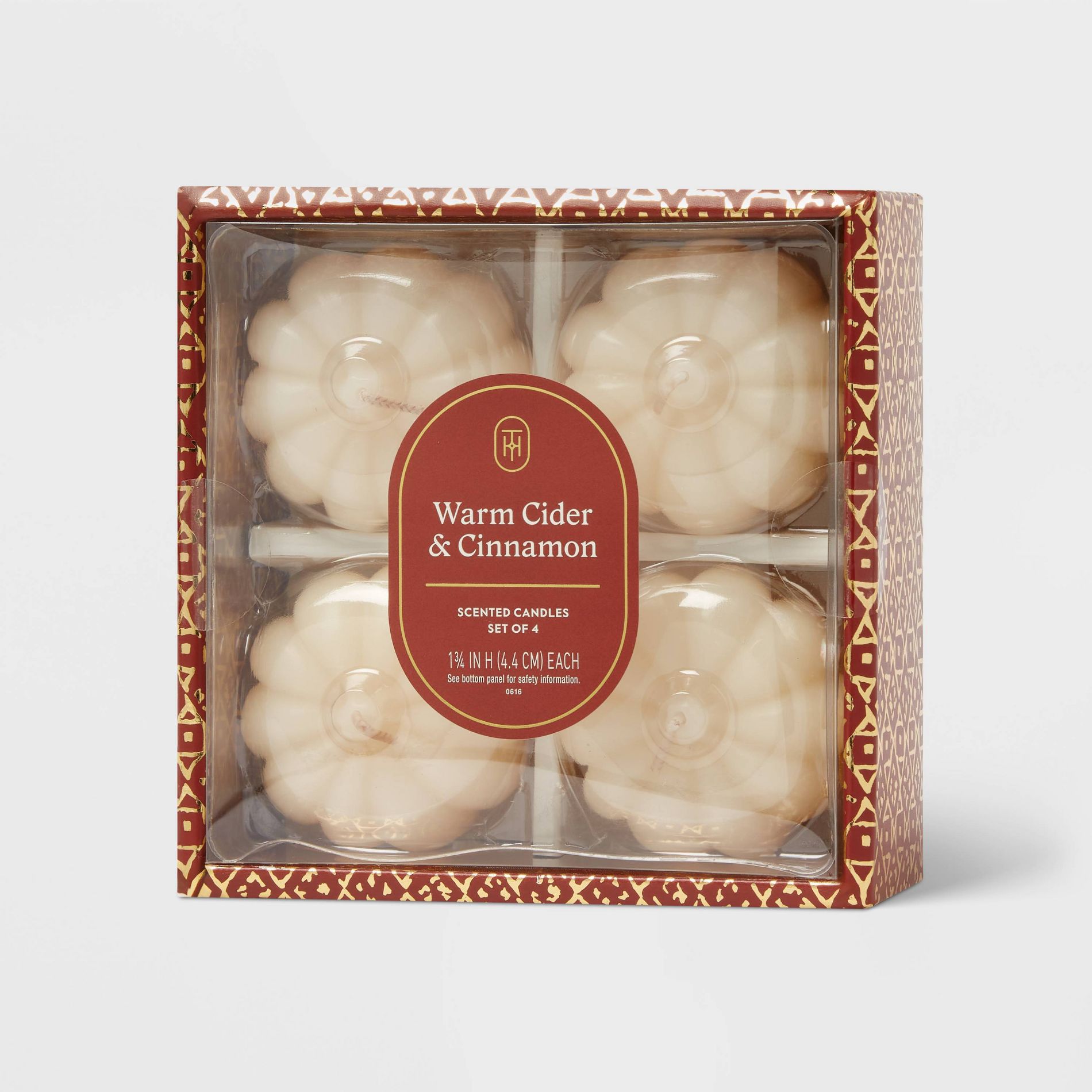 4pk Mini Wax Pumpkin Figural Candle Set Warm Cider and Cinnamon - Threshold™
