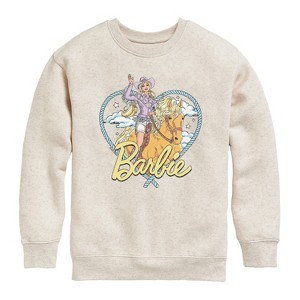 Boys' - Barbie - Western Barbie Heart Graphic Long Sleeve Fleece Sweatshirt - 1 of 4