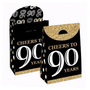 Big Dot of Happiness Adult 90th Birthday - Gold - Birthday Gift Favor Bags - Party Goodie Boxes - Set of 12 - 1 of 4