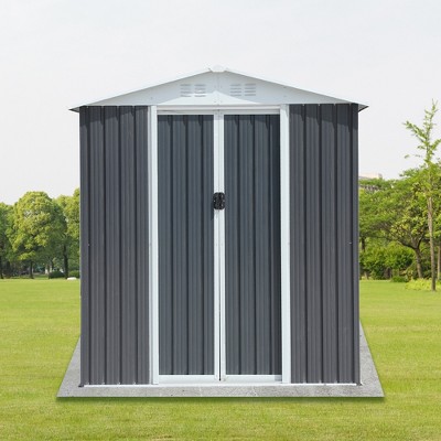 6FT x 4FT Metal Outdoor Storage Shed, Lockable Tool Storage Shed With Sliding Door & Air Vent, Utility Storage House for Backyard Garden Patio Lawn