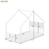 House Bed with Roof and Colorful Lights, Fun Bed for Kids and Teens, Low to Ground Design, Bed with Iron Frame Structure-Baofuwish - 4 of 4