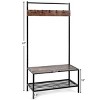 COSTWAY 3 in 1 Industrial Coat Rack Shoe Bench Entryway Hall Tree Storage Shelf w/ Hooks - 4 of 4