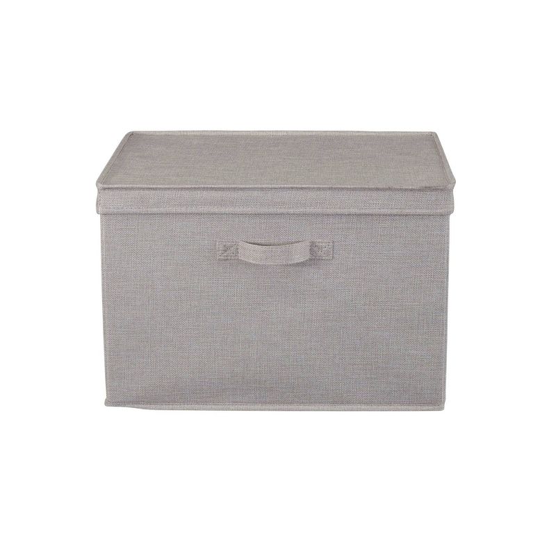 Household Essentials Set of 2 Wide Storage Boxes with Lids Silver Linen, 5 of 9