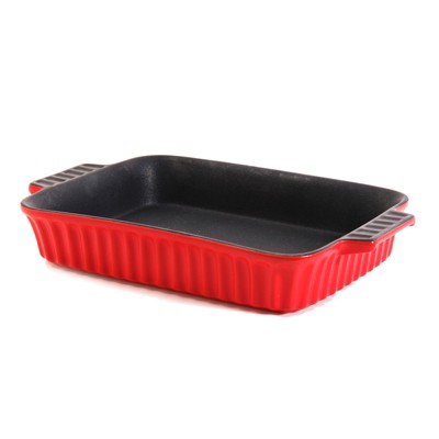 Crock-Pot Denhoff 10 in. Non-Stick Ribbed Casserole in Red