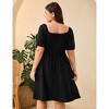Women's Plus Size Short Puff Sleeve A Line Babydoll Cut Mini Boho Dresses Summer Dress - 4 of 4