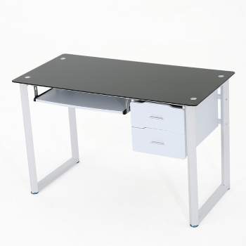 Reeve Tempered Glass Desk - Black/White - Christopher Knight Home