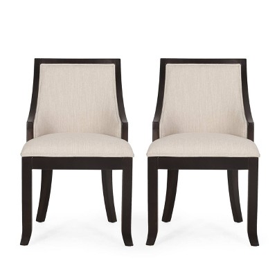 Christopher Knight Home Set of 2 Thurber Birch Wood Upholstered Dining Chairs Beige/Walnut