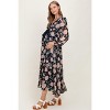 Pinkblush Navy Floral Chiffon Bow Tie Front Maternity Maxi Dress - 3 of 4
